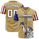 Custom Gold National USA Flag Two Tone Authentic Vintage Baseball Jersey